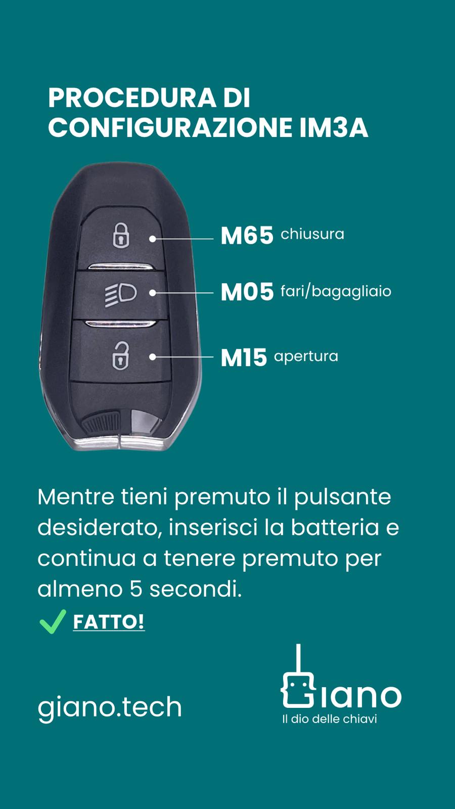 Radiocomando auto Citroen, Peugeot -Configurabile IM3A